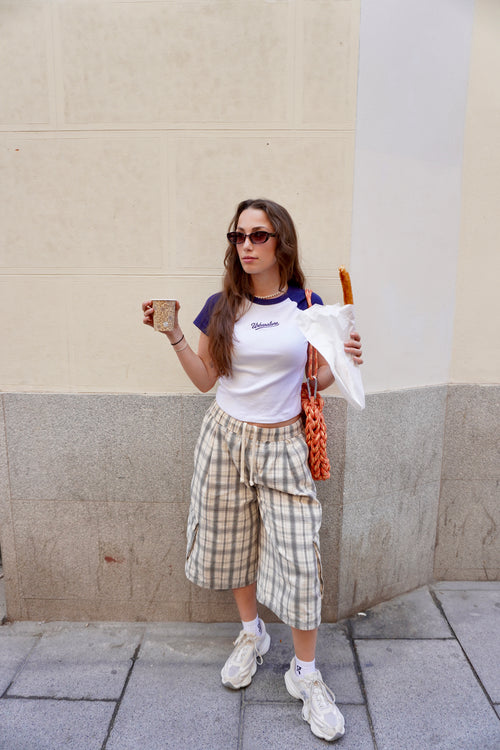 Crop Top - White / Navy